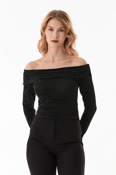 Fulla Moda Glittery μπλούζα με γιακά Madonna