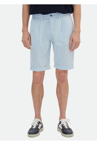 Ramsey Ανοιχτό μπλε Casual Βερμούδες - Απλό Ύφανση, 100% Βαμβάκι, Εφαρμογή καρότου