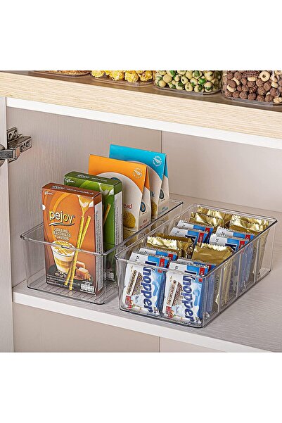 COOYA 2 Pack 3 Compartment Clear Removable Storage Bins for Kitchen Cosmetics Spices Snacks Organization