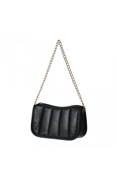 Miniso Quilted Shoulder Bag with Chain - Black