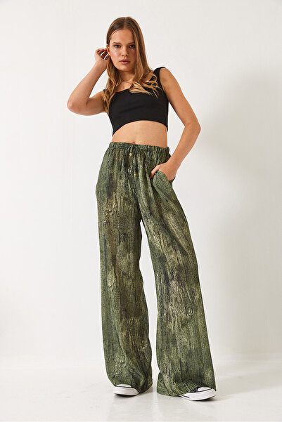 Bianco Lucci Kadın Kontrast Geçişli Cep Detaylı Wide Leg Pantolon 60440-2 60271056