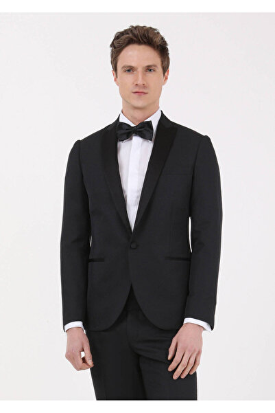Ramsey Black Slim Fit Double Breasted Collar Tuxedo Suit