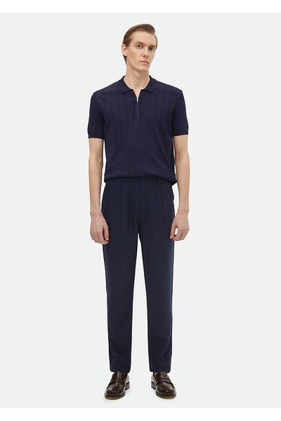 Ramsey Μπλε Navy κανονική εφαρμογή ίσιο υφαντό casual παντελόνι
