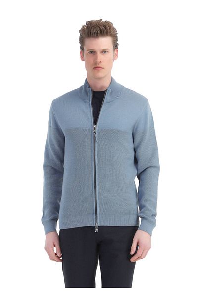 Ramsey Cardigan albastru din amestec de bumbac Thessaloniki