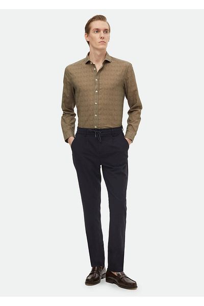 Ramsey Navy Blue Casual Jogging Παντελόνι - Απλό Ύφανση