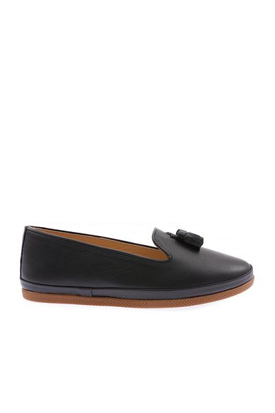 DGN 22008-22y Genuine Leather Black Women's Shoes - Tassel Buckle, Comfort