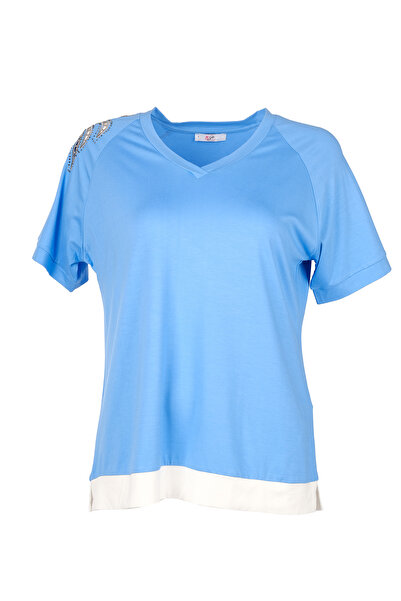 Vedi -bb Oversize V Yaka Kısa Kol Kadın T-Shirt - Minimalist Tarz