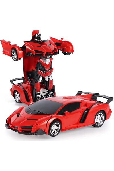 COOYA Remote Control Car Toy, 2.4Ghz Deformable Rmote-Controlled Robot with LED Light, 360° Rotating(Red)