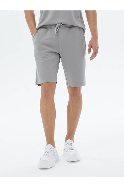 Kip Gray Plain Knitted Jogging Fit Casual Bermuda