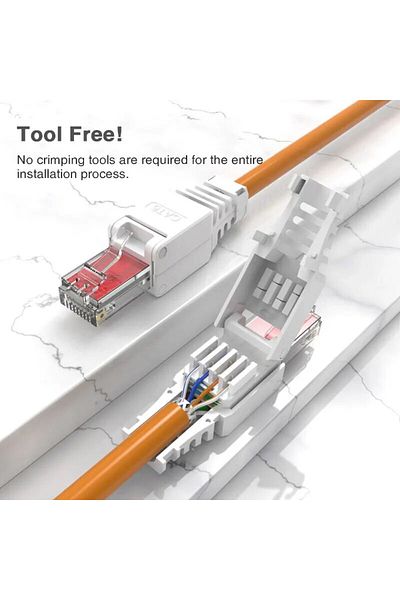 ZoeRax قطعتان من موصلات ZoeRax RJ45 CAT6 بدون أدوات ومقابس إنهاء إيثرنت، مقاس 23AWG إلى 26AWG