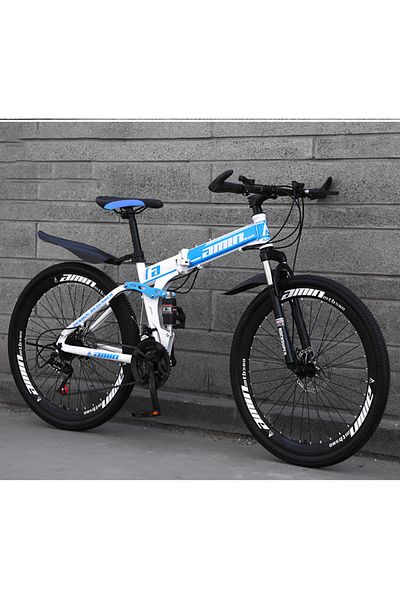ETG 26 Inch Folding Mountain Bike, 24 Speed Full Suspension High-Carbon Steel Foldable Bicycle