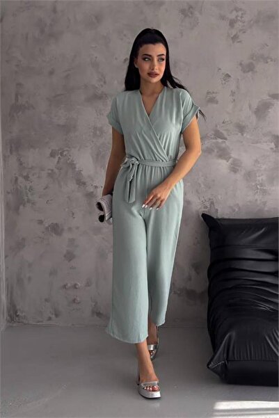 Dipmoda Dipmoda Γυναικεία Μπεζ Ολόσωμη Φόρμα με Λεπτομέρεια Δεσίματος Dptg7035