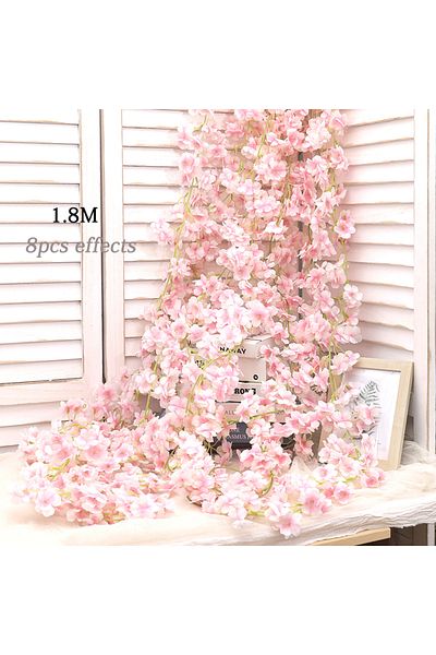 Choice Pink 180cm Artificial Sakura Flowers Vine Wedding Garden Rose Arch Home Party Decoration Christmas B
