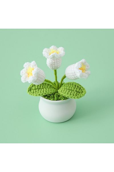 Choice F Tulip Handmade Crochet Flowers Potted Finished Woven Bouquet Artificial  Knitted Flower Valentine.