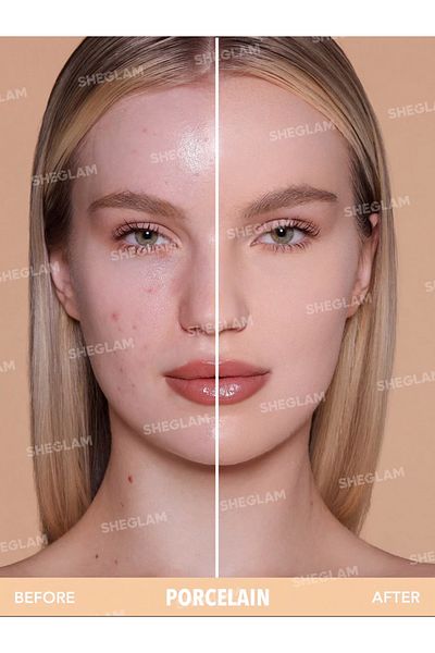 SHEGLAM Skin-Focus High Coverage Powder Foundation, Porcelain