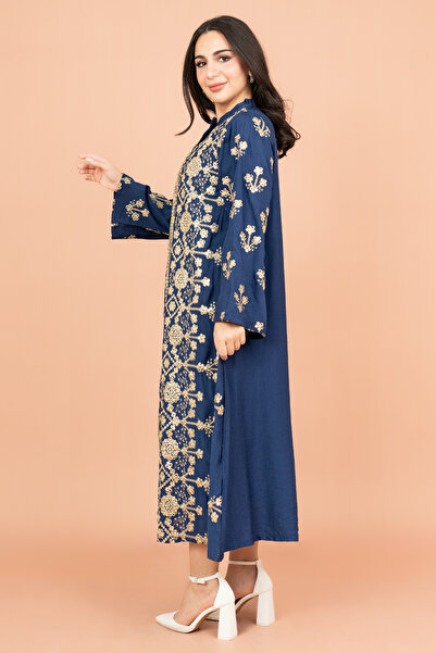 IKKXA Elegant Jalabiya with Intricate Embroidery Work