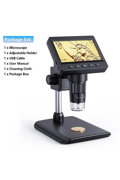 Choice 1000X 4.3 inch 1080P Black 4.3 Inch Digital Microscope 1080P 50-1000x Coin Microscopio 2000mAh Solde