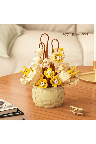 Choice No Box 162pcs DIY MOC Potted Rose Sunflower Plants Succulents Bonsai Tree Gardens Romantic Building