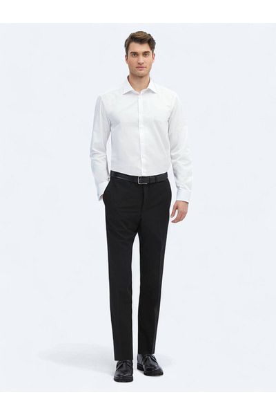 Kip White Plain Regular Fit Woven Classic 100% Cotton Shirt