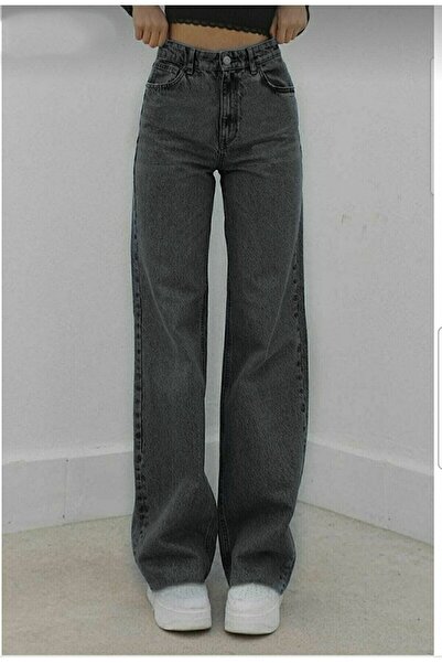 Ramrod Talu Ash Grey Snow Lycra Super High Waist Loose Jeans Palazzo Pants
