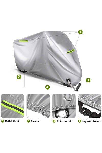 MotoEN Modenas Gt135 Rear Bag Compatible Motorcycle Tarpaulin Premium (Lock Compatible)-Gray