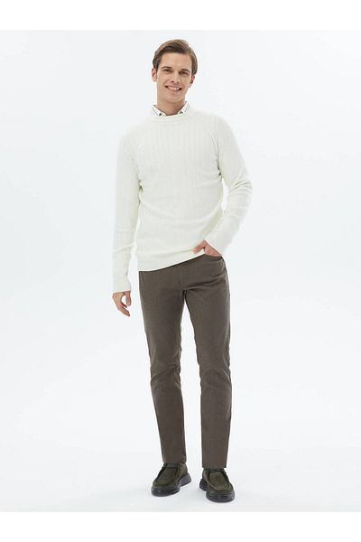 Kip Crew Neck Ecru Patterned Knitwear