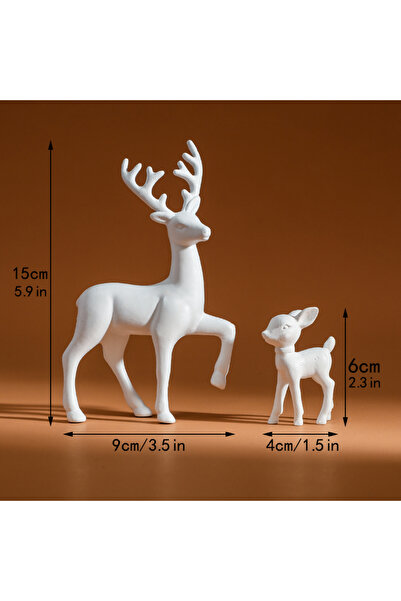 Choice ديكور غرفة بيضاء على شكل غزال أم، ديكور لطيف لغرفة الأطفال، منحوتات صغيرة كاواي لعيد الميلاد