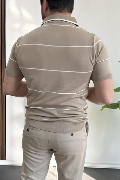 Edwox Ανδρικό μπλουζάκι με ριγέ πλαϊνό γιακά Mink Edw259