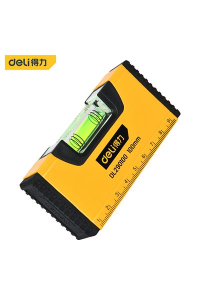 Deli Yellow Deli 100mm Portable Magnetic Pocket Level High-precision Aluminum Structure Spirit Bubble Lev