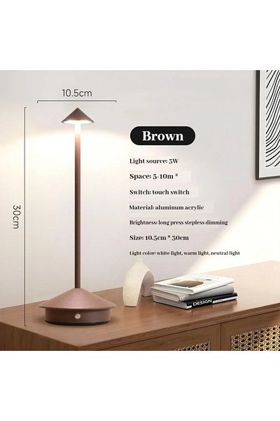 Choice Brown Rechargeable Table LED Lamp Touch Sensor Night Desk Lamp for Restaurant Hotel Bar Bedroom 3 Co