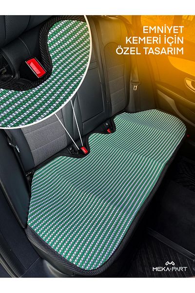 TREND Meka Part Car Seat Protective Cover 3 Pieces Universal Green White 2+1 100% Cotton