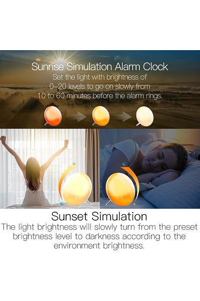 Choice 1 Pc Wifi Smart Wake Up Light Workday Alarm Clock With 7 Colors Sunrise/sunset Smart Life Tuya App W