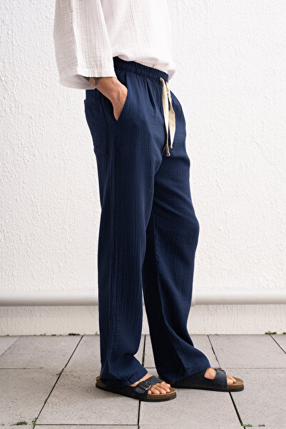 GIESTO Блакитні штани з вивернутими манжетами