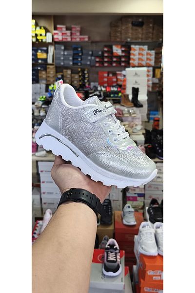 Kid's World Αθλητικά παπούτσια για κορίτσια με Glittery ψηλή σόλα Velcro