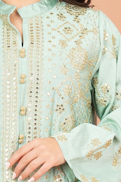 IKKXA Elegant Jalabiya with Intricate Embroidery Work