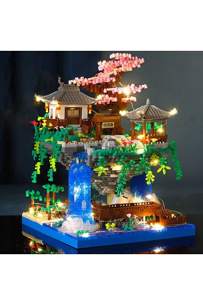 Choice 2071-1435PCs Peach Blossom Pool Castle Building Blocks Assembling Series Building Model Educational