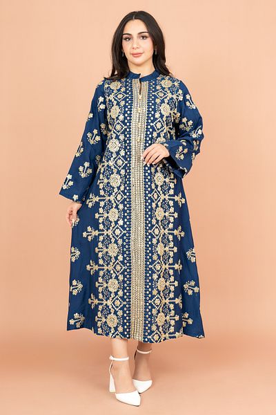 IKKXA Elegant Jalabiya with Intricate Embroidery Work