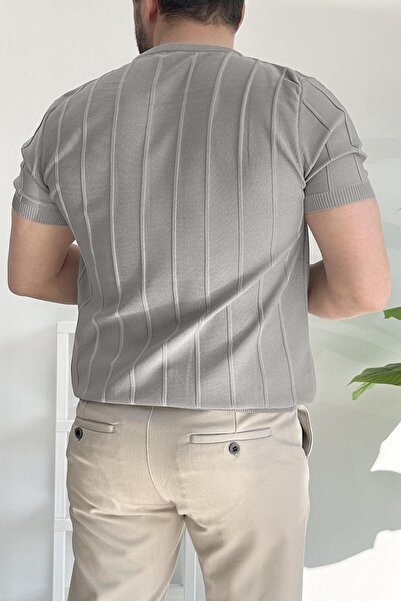 Edwox Γκρι ανδρικό μπλουζάκι με λαιμόκοψη με σχέδιο Edw260