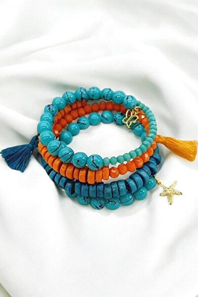 PETEK AKSESUAR Tasarım Dolamalı Ahşap Kristal Alaçatı Boncuk Bileklik