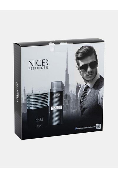 sapil عبوة من 2 - مجموعة هدايا Nice Feelings Black Edt 75 مل + 150 مل