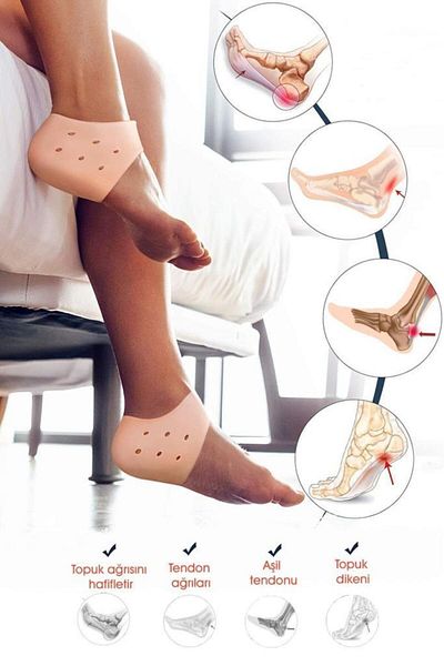 jetfast 1 Pair Skin Color Heel Liner Heel Spur Prevention Silicone Flexible Foot Insoles Heel Socks