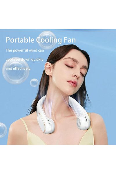 COOYA Portable Neck Fan, 4000 mAh Bladeless, Rechargeable, 4 Speed, 360° Airflow, LED Display