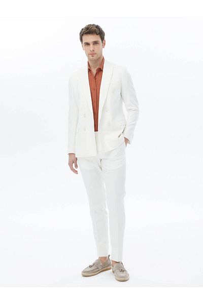 Kip Ecru Plain Slim Fit Suit