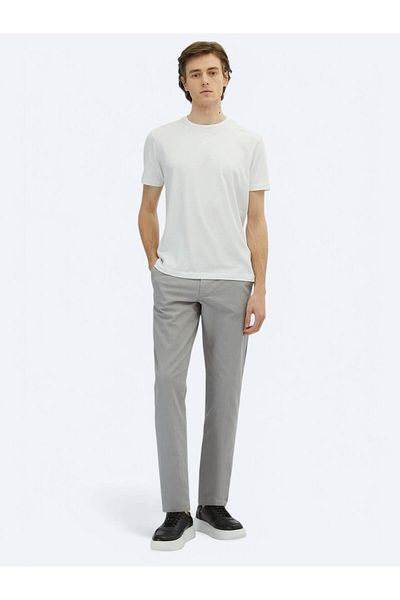 Kip White Crew Neck Cotton Blended T-Shirt