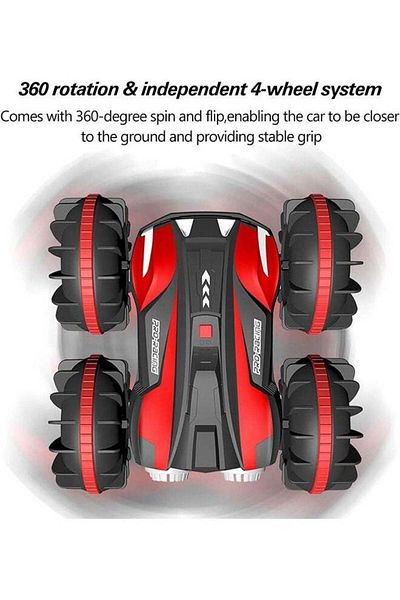 COOYA Beach Toys Car, 2.4GHz, Double-sided Amphibious RC car with 360° Spins Flips(Red)