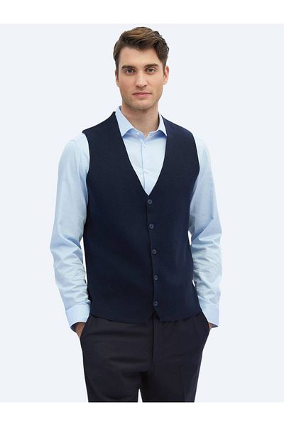 Kip Navy Blue Knitwear Vest