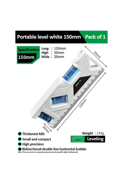 Choice3 150mm White Mini Level Gauge High-precision Horizontal Vertical Measure Metric Ruler Protractor Home