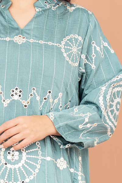 IKKXA Elegant Jalabiya with Intricate Embroidery Work
