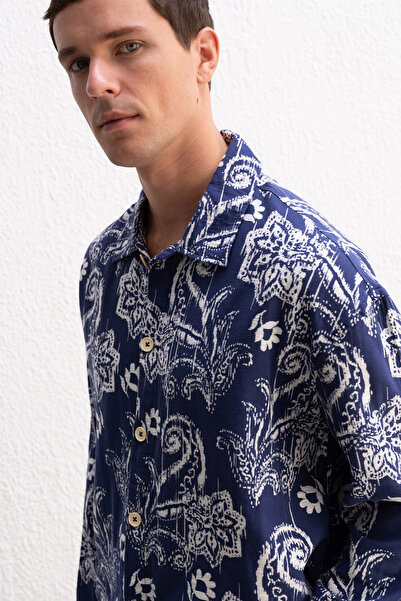 GIESTO Patterned Thin Navy Blue Jacket