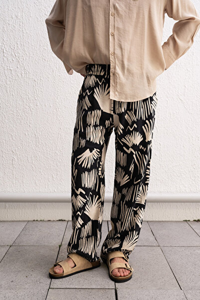 GIESTO Чорні штани з візерунком